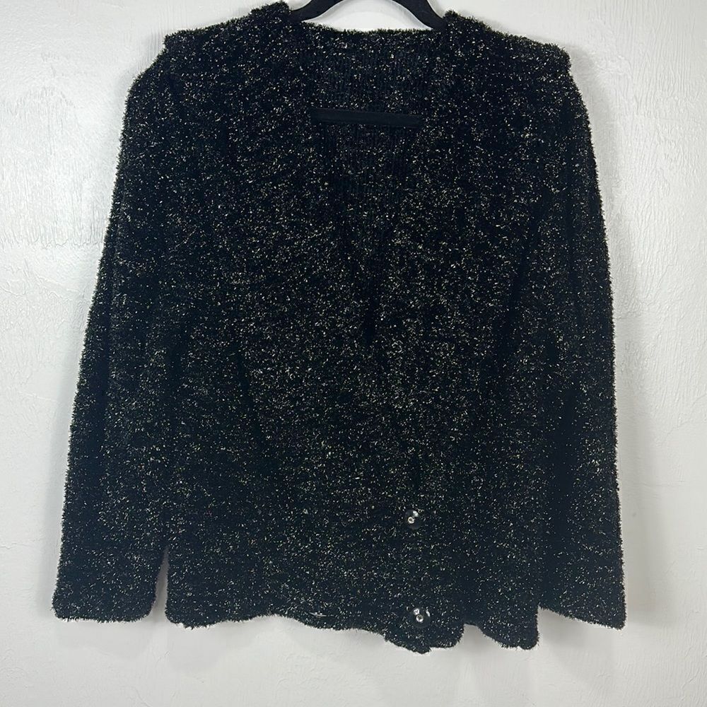 Dikton’s‎ Barcelona Black Silver Eyelash Cardigan Sweater Size L